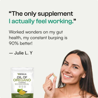 Resilia Softgels with Black Seed Oil 6000mg – Premium Grade Oregano Oil Capsules for Immune & Digestive Support – Non-GMO, Gluten-Free Softgels – Natural Herbal Wellness Supplement (60 Count)